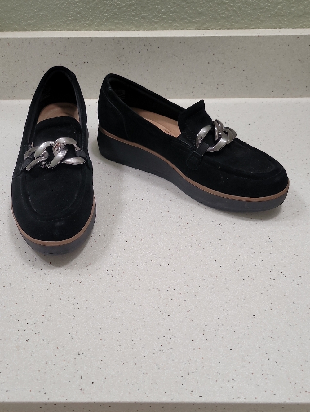 Clarks Black Suede Zylah May Slip-On Loafers